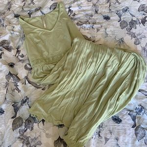 LAUREN CONRAD | pale sage crochet maxi dress